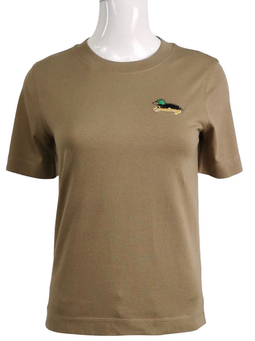 Burberry Olive Crew Neck Short Sleeve Tee with Duck Patch